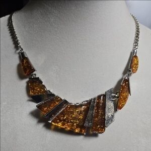 Statement Faux Amber Collar Necklace
